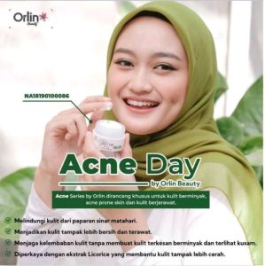Day Cream Acne Orlin Beauty Mencerahkan Mengontrol Minyak Mengurangi Peradangan Jerawat Melembabkan Kulit 10 Gram BPOM