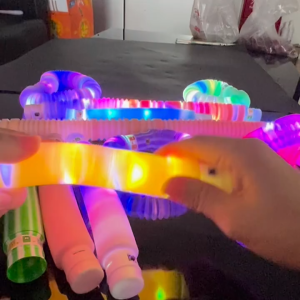 Halloween Decoration Pop Tubes LED Flash Sensory Retractable Glow Sticks Luminous Adult Stress Relieve Bellows Squeeze National Party Toys