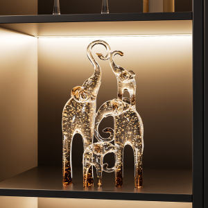 Kisstyle | Elephant Family Statue High-end Home Decoration Luxury Ornament Housewarming Gift
