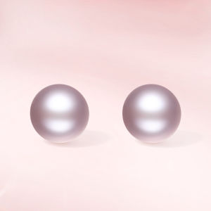 ZHOU LIU FU 周六福 S925 Sterling Silver 7-7.5mm Natural Purple Freshwater Pearl Earrings Classic Round Stud Earrings Hypoallergenic Minimalist Pearl Jewelry for Women Girl X0914042