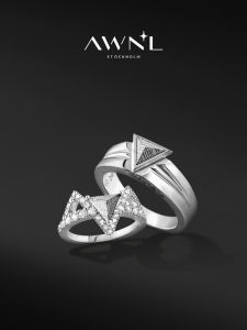 Meteorite S925 Silver Couple Rings Modern Nordic Design