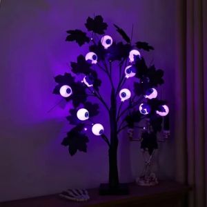 1PC 24LED Eyeball Tree Light Paired With Black Maple Leaves Battery/USB Powered Halloween-themed Holiday Decorative Light
