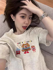 American Style Loose Cotton Short Sleeve T-Shirt Womens Summer Fashion Design Casual Wear Comfortable Print Top for Couples