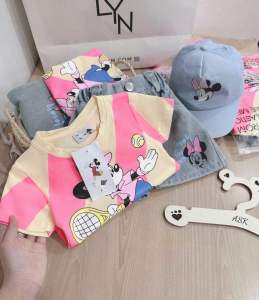ชุดมิกกี้น่ารัก 3ชิ้น  แถมหมวกฟรี❗️ผ้า คอตตอลทรงสวยคะ น่ารักมากคะ ผ้าไม่บาง