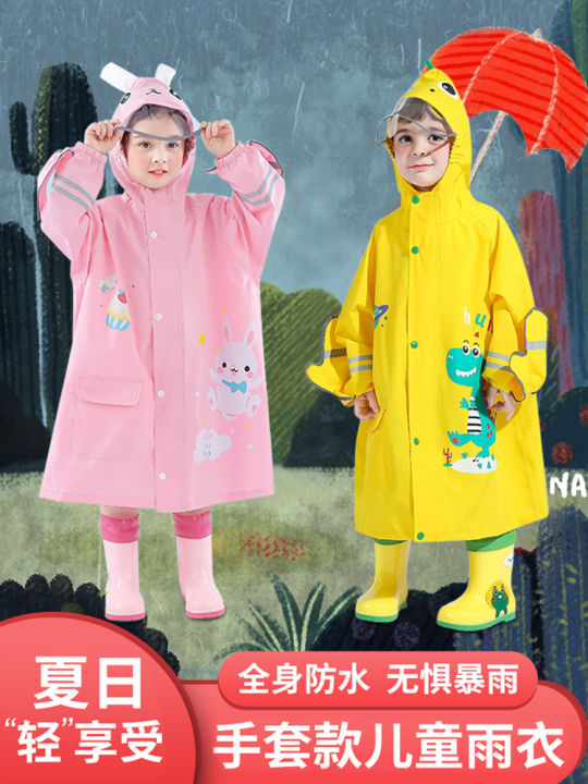 Children's Raincoat Boys' Rain Boots Set Waterproof Whole Body