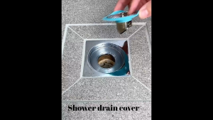 Stainless Steel Rubber Shower Drain Cover with 90° Opening Quick Drainage Odor Protection for Floors and Bathrooms