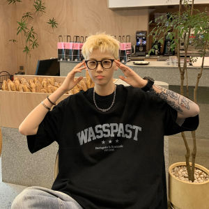 Heavyweight Pure Cotton Mens Loose Short Sleeve T-Shirt Spring Summer Trendy Brand Hong Kong Style Five-Quarter Sleeve Top