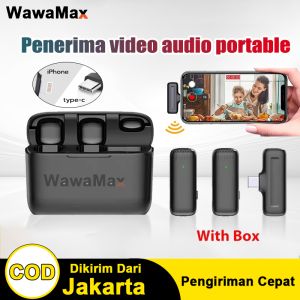 【READY YA】J13/11 Microphone Nirkabel Lavalier Dual Wireless Mic Bluetooth Portable Mic Clip On Wireless Microphone 2 Mic Untuk Live Vlog TikTok Youtube Plug & Play Noise Reduction Clip On Auto Sync Recording Streaming Suara Jernih