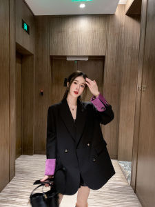 เสื้อสูทสีดำหลวมๆ สำหรับผู้หญิง ฤดูใบไม้ผลิและฤดูใบไม้ร่วง 2025 แฟชั่นเกาหลี ทรงหลวมๆ คุณภาพสูง เสื้อสูท