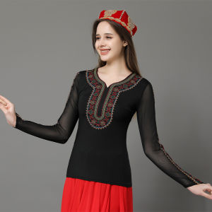 One Eye-Catching Art Xinjiang Dancing Dress Female Uygur Stage Performing Costumes Minority Style Square Dance Tops