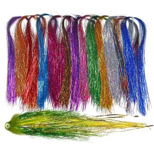 1/12packs Holographic FlashabouTinsel Flat Krystal Tinsel Fly Tying Material For Pike Trout Streamers Jig Lures Sea Fishing Lure