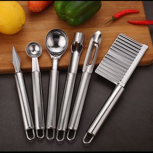 Stainless Steel Fruit Cutter Potato Peeling Cutter Coring Device Carving Cutter Watermelon Digging Spoon Kitchen Gadget Set