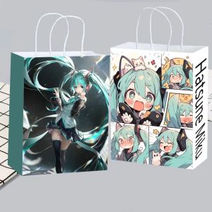 Bandai | Cute Anime Hatsune Miku Paper Tote Bag Recyclable Gift Packaging Bag for Fans Party Supplies