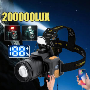 Powerful LED Sensor Headlamp with Motion Sensor Head Lantern Front Light Rechargeable LED Head Flashlight for Fishing