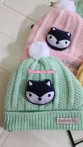 1 Set Topi Rajut Bayi Perempuan Laki Baru Lahir Kupluk Anak Pompom Warna Polos Puppy Kint Baby Hat 0-3 Bulan Topi Lucu