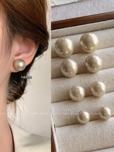 Shi Jia High Shine Champagne Pearl Earrings Womens 925 Silver Ear Cuff New Style 2024 Trendy Jewelry Ear Studs