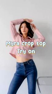 ADHIVA.ID - CROP KNIT HORNET KAOS KERAH WANITA CROPTOP LONG SLEEVE V KAOS TOP LENGAN PANJANG