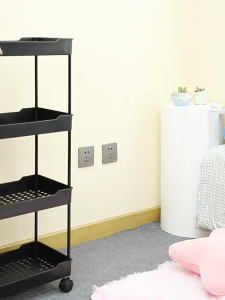 Multifunctional kitchen storage rack cart bathroom storage cabinet organizer 360° Movable Trolley Plastic