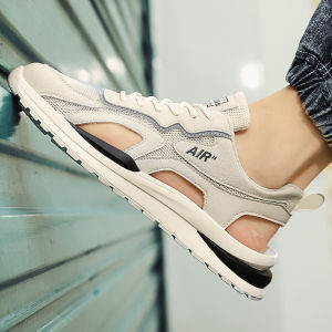Mens Summer Outdoor Sports Anti-slip Headed Sandals Driving Dual-use Water Shoes Breathable Mesh Slip-ons Flat Rubber Sole