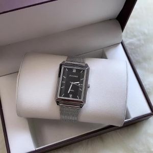 Đồng Hồ Thạch Anh Thời Trang Sang Trọng Dành Cho Nam Dây Thép Không Gỉ Hình Vuông Chống Thấm Nước Có Lịch Bạc Vàng Reloj Hombre