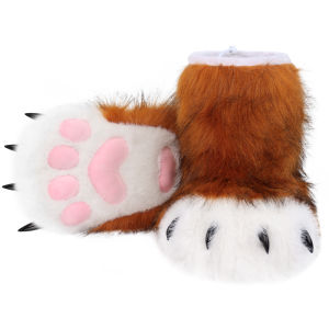 Furry Animal Paw Slippers Fuzzy Boots Cat Fox Wolf Bear Claw Shoes Cosplay Costume Accessories