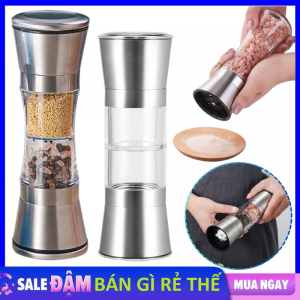Lọ Xay Tiêu Thủy Tinh Cầm Tay 2 Đầu - Dụng Cụ Xay Hạt Muối ớt Hủ Gia Vị Inox Nhỏ Gọn  Máy Xay Tiêu Mini - Cối Xay Lưỡi Siêu Bén  Hũ Xay Tiêu Đa Năng Tiện Lợi