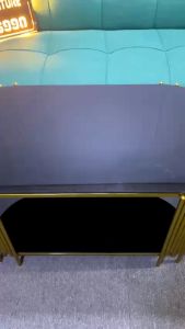 Bàn trà 2 tầng mặt kính bàn sofa ovan 2 mặt kính cường lực chống va đập