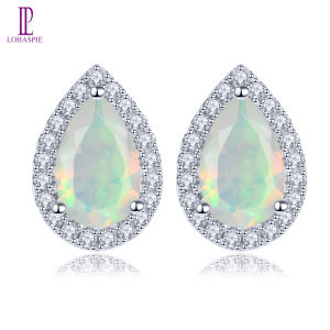 Lohaspie Jewelry Pure 1 Carats Solid Sterling Silver 925 Stud Earring Natural Opal Stud Earring Earrings Silver 925 Original Birthstone Earring For Women 925 Silver Jewelry