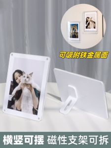 Acrylic Magnetic Photo Frame Stand Instant Camera Display Small Card Holder Fridge Magnet 3x4 5x6 7x8 Inches Card Brick