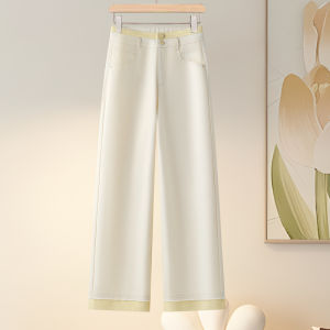 MEITESIJIAONU | Mint Green Lightweight Flared Pants 2026 Summer New Release Petite Fit Cropped Denim
