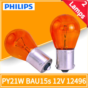 Philips | Philips 2 Lamps PY21W S25 12V 21W BAU15s Amber Color Standard Turn Signal Lamps Original Position Light Reverse Bulbs 12496CP