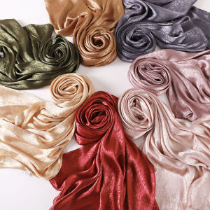 Jifang Shimmer Silk Satin Shawl Pashmina Jacquard Retro Flower Imitate Silk Muslim Hijabs Shawls PW51