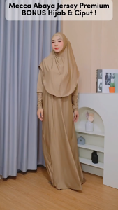 Mecca Abaya Jersey Premium Polos Set Hijab Gamis Umroh Daily Busui dan Wudhu Friendly