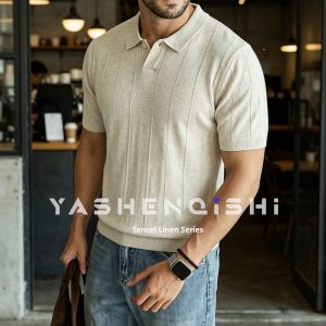YASHENQISHI | Commuter Leisure Retro Jacquard Polo Shirt T-Shirt