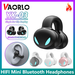VAORLO Clip On Wireless Headphones Bone Conduction Outdoor Sports Headset Sports Earphone With LED Breathing Light For Game Sports Running 2Pcs Enable TWS Mode