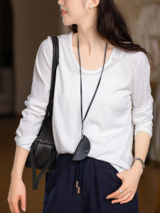 XIAOER | Versatile Single Wear Layered Cotton Loose Round Neck Long Sleeve T-Shirt