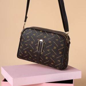 Fashionable Printed Large Capacity Womens Crossbody Bag Double Zipper Mobile Phone Bag Moms Handbag Summer New Style PVC Material