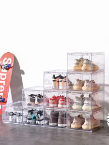 6-Side Fully Transparent Shoe Box Acrylic AJ Basketball Shoes Storage Box Plastic Anti-Oxidation Positive Opening Shoe Cabinet Dustproof Collection