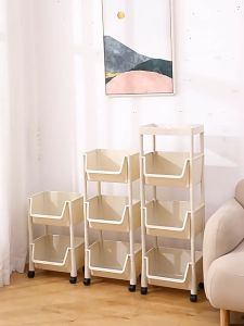 ชั้นวางของมีล้อ A001 ชั้นวางมีล้อ 3 - 4 ชั้น ล้อเลื่อน ประหยัดพื้นที่ ชั้นวางของพลาสติก ชั้นวางของในครัว