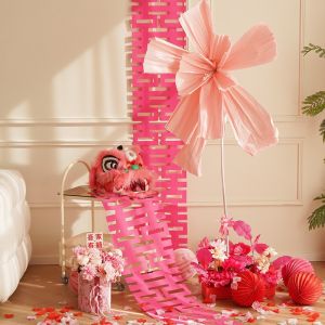 Wedding Decoration Pink Long Strip Lion Waking Calligraphy Decorative Props Photography Accessories Comprehensive Guide