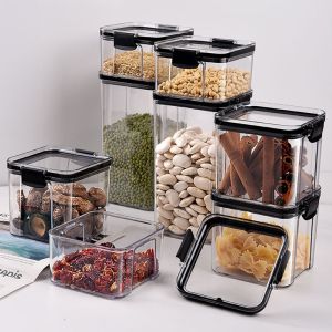 1/4PC Sealed Plastic Food Storage Box  Cereal Candy Dried Jars With Lid  Fridge Storage Containers Tank for Cereal Pasta Flour
