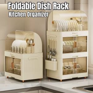 【SG Stock】Foldable Double Layer Dish Rack - Eco-Friendly Plastic  Easy to Clean Kitchen Organizer