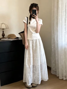 LIRUSHAN | Beautiful White Heavy Embroidery Summer Dress for Petite Women