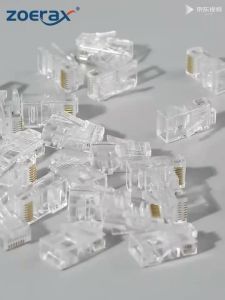 ZoeRax | ZOERAX CAT5e CAT6 Connector RJ45 Modular Plug Network Connectors 50μ Gold-Plated 1.1mm Hole End for Ethernet Cable