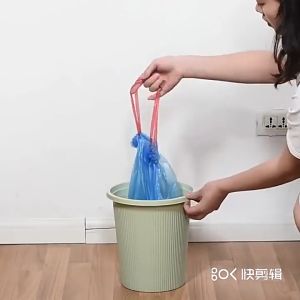 Ready Stock 45cm x 50cm Drawstring Garbage Bag Household Kitchen Large Thickened Color Portable Garbage Bag Plastic Sampah bertali