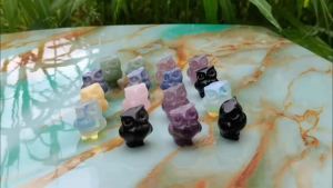 1 Inch Hand Carved Mini Owl Figurine Opalite Jade Mini Animal Crystal Craft Chakra Home Decor