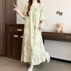 KASIHAN | Cool Breathable Loose Long Dress Summer Cotton Blend Nightgown