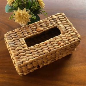 Kotak Tisu Tempat Tissue Box Tisu Kerajinan Anyaman Enceng Gondok Kerangka Besi