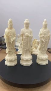 Tượng Phật Tây Phương Tam Thánh chất liệu đá nhân tạo size 20cm nhập khẩu làng nghề đúc tượng mỹ nghệ Đài Loan