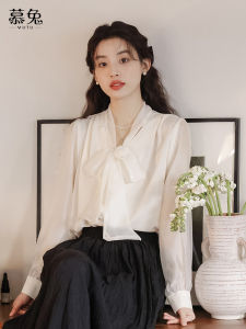 MUTU | Retro French Bow Tie Sleeve Blouse Women